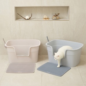 한큐뚝딱 스퀘어 평판형 고양이화장실 모래매트 세트 2colors